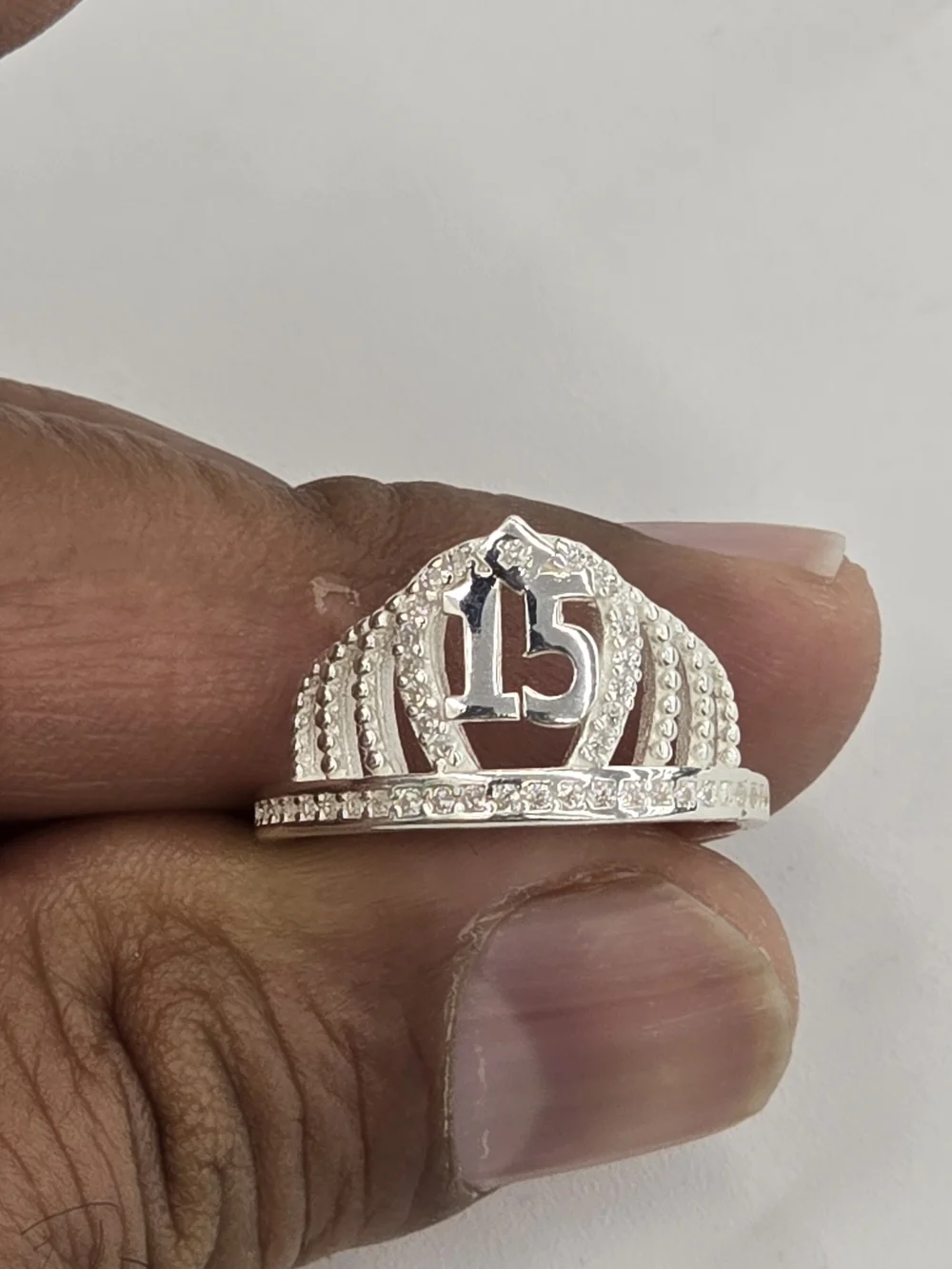 925 Sterling Silver Quincenera Croen Ring For Women